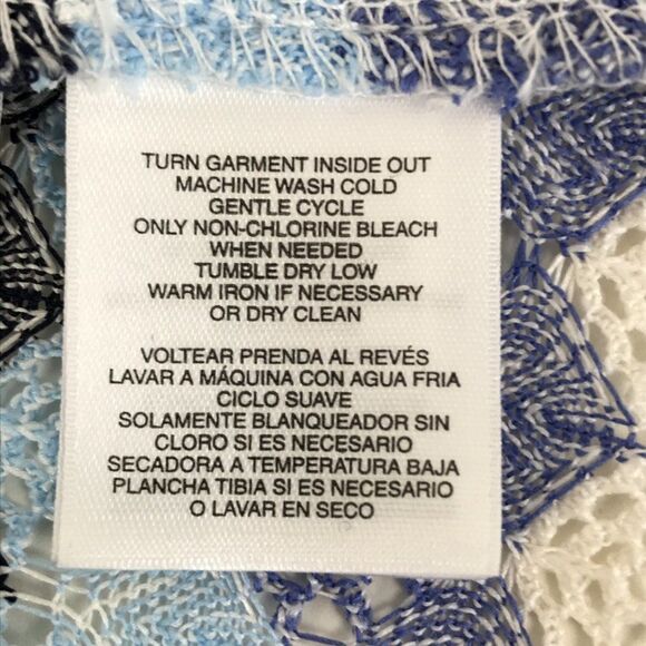 Kasper Crochet Lace Cardigan Women's Medium Open Front 3/4 Sleeves Blue Horizon - Picture 8 of 10